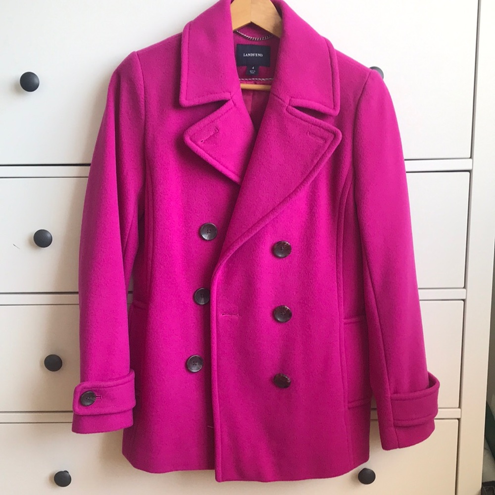 Lands'End pink/purple coat wool/cashmere blend size 4